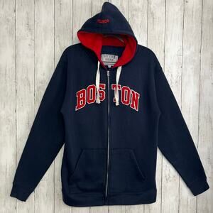 Bay State Gear Navy Hooded Full Zip Boston Long Sleeve Cotton Blend Sweatshirt